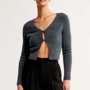 Abercrombie & Fitch Ribbed Short Cardigan size Small, Dark grey
